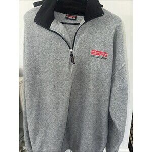 Vtg Official  ESPN"The Magazine" 1/4 Zip Gray Fleece Pullover  Size Xl